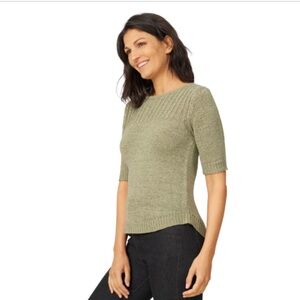 Melissa Paige Women's Elbow-Sleeve Ribbed-Edge Tape-Yarn Sweater- Color Tea NWT